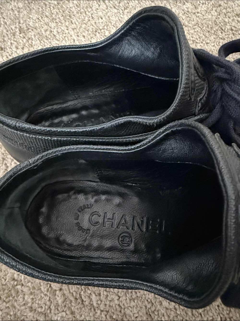 CHANEL Black Quilted Lace-Up Low-Top Sneakers - Picture 2 of 4